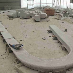 铜陵 芝麻白花岗岩弧形花坛石，坐凳石