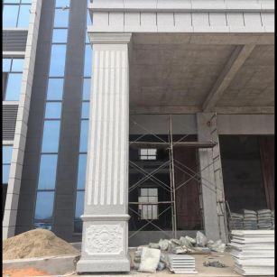 铜陵 芝麻白光面花岗岩门楼大柱（罗马柱）配雕花底座