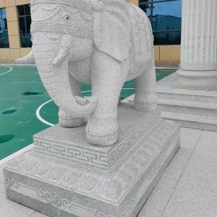 铜陵 白麻花岗岩动物异形石雕-大象
