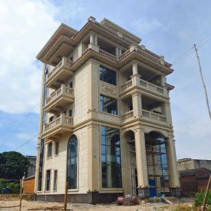 铜陵 黄金麻花岗岩石材别墅外墙干挂搭配（雕花栏杆花瓶柱门楼罗马柱）