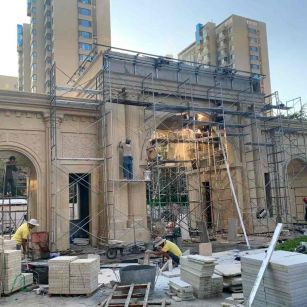 铜陵 黄金麻荔枝面花岗岩小区门楼外墙干挂