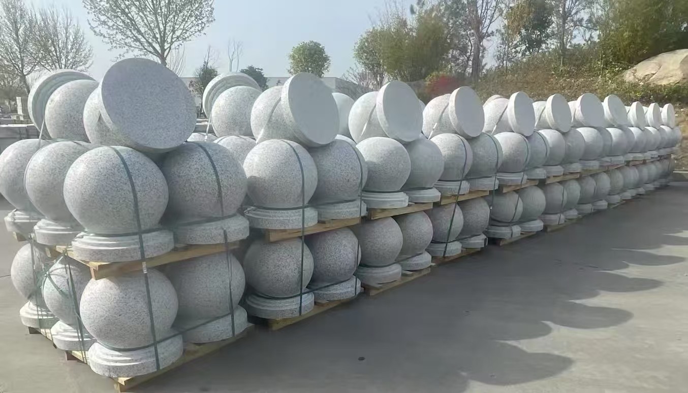 铜陵 白麻花岗岩石材圆球，石球，挡车球，隔离球，景观石球，风水球等