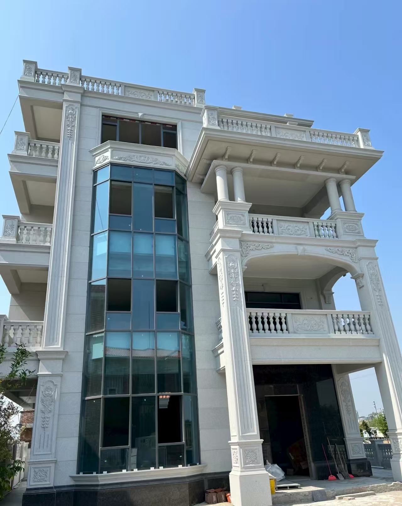 铜陵 白麻花岗岩别墅外墙干挂效果展示