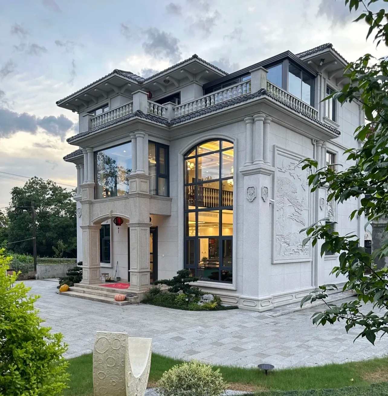 铜陵 白麻花岗岩私人别墅干挂石材豪华定制