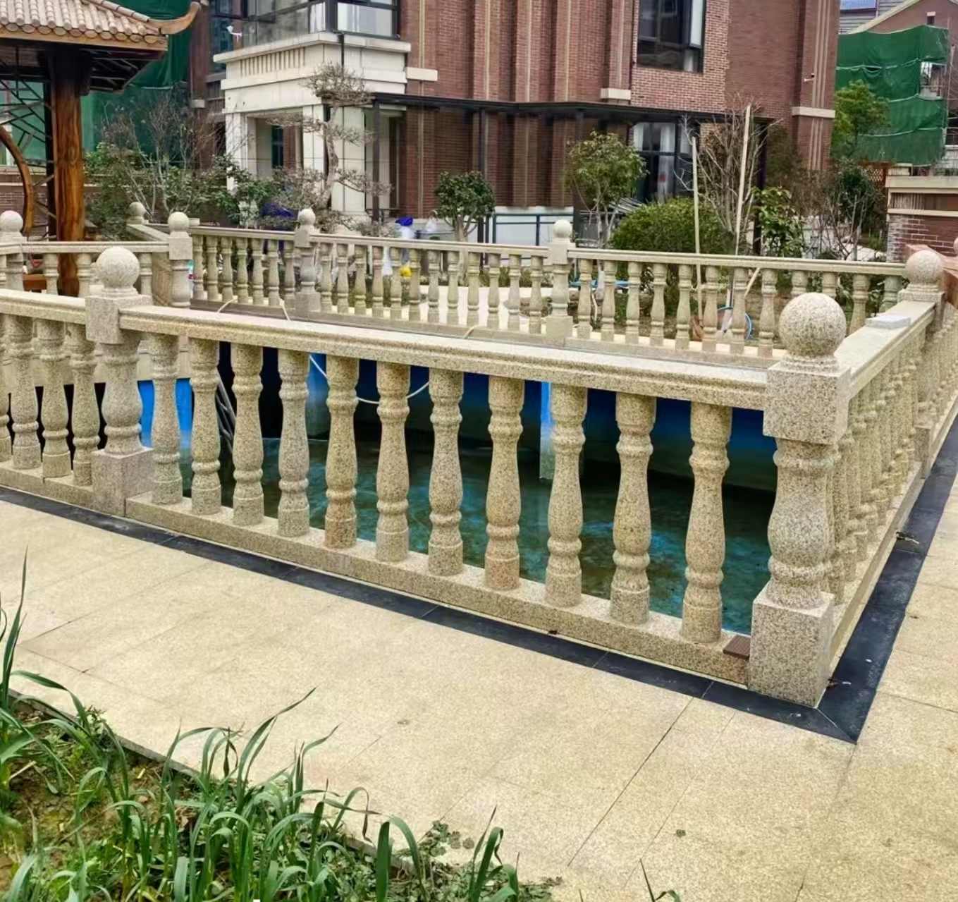 铜陵黄金麻花岗岩石材栏杆，扶手，将军柱，花瓶柱