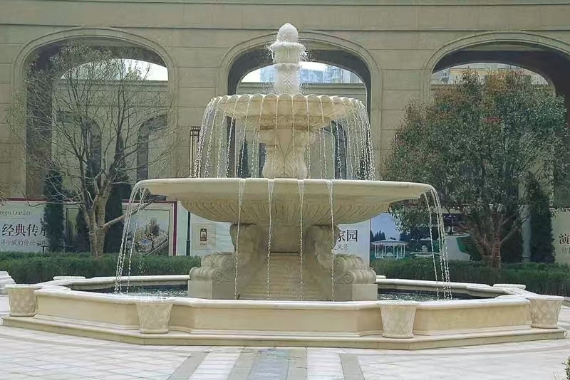 铜陵 黄金麻花岗岩异型加工——户外庭院石雕流水喷泉