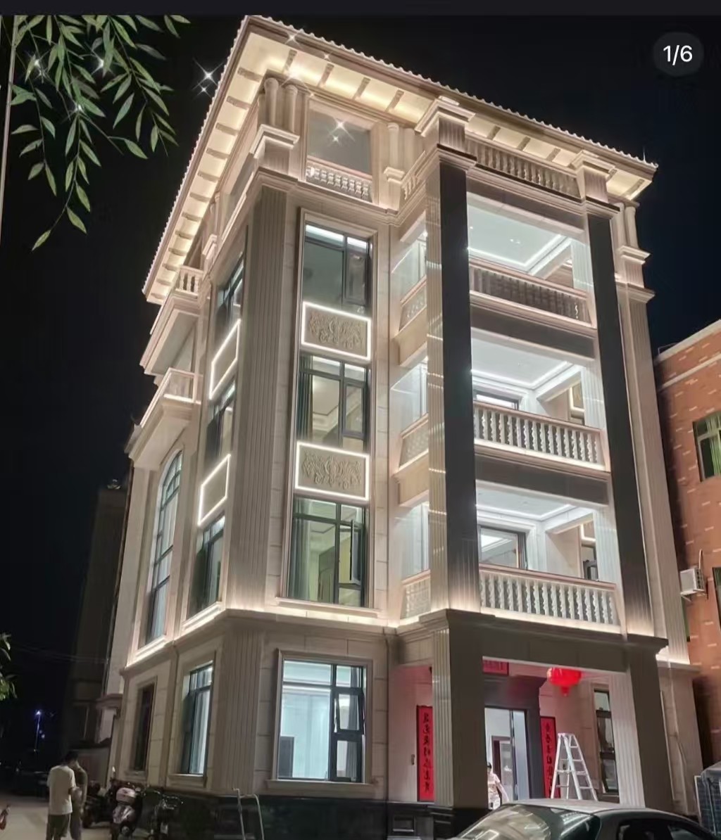 铜陵 芝麻白花岗岩别墅外墙夜间效果